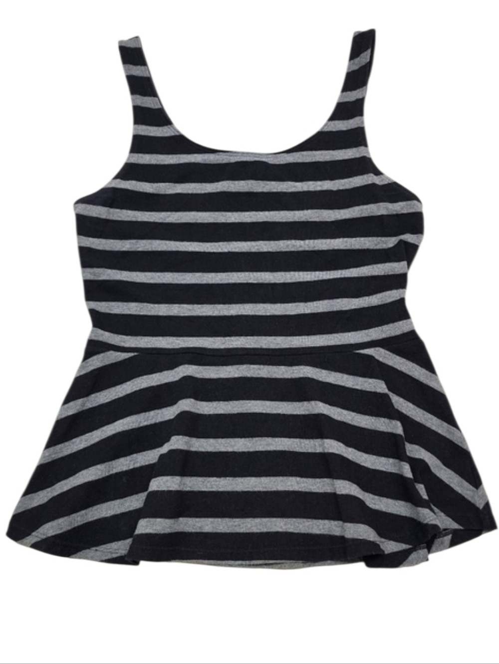 Express Striped Black And Gray Peplum Tank Top Women's Small Back Zipper Detail